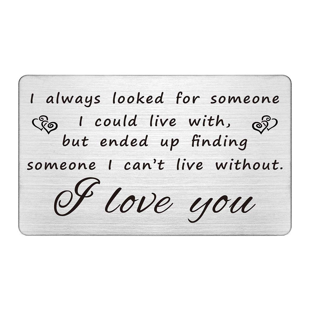FALOGIJEFALOGIJE Steel Wallet Love Note Insert, Engraved Cards for Husband, Mini Love Notes, Birthday Gifts for Men Unique, Steel Anniversary Card Gifts for Men, Boyfriend, Personalized Message Card