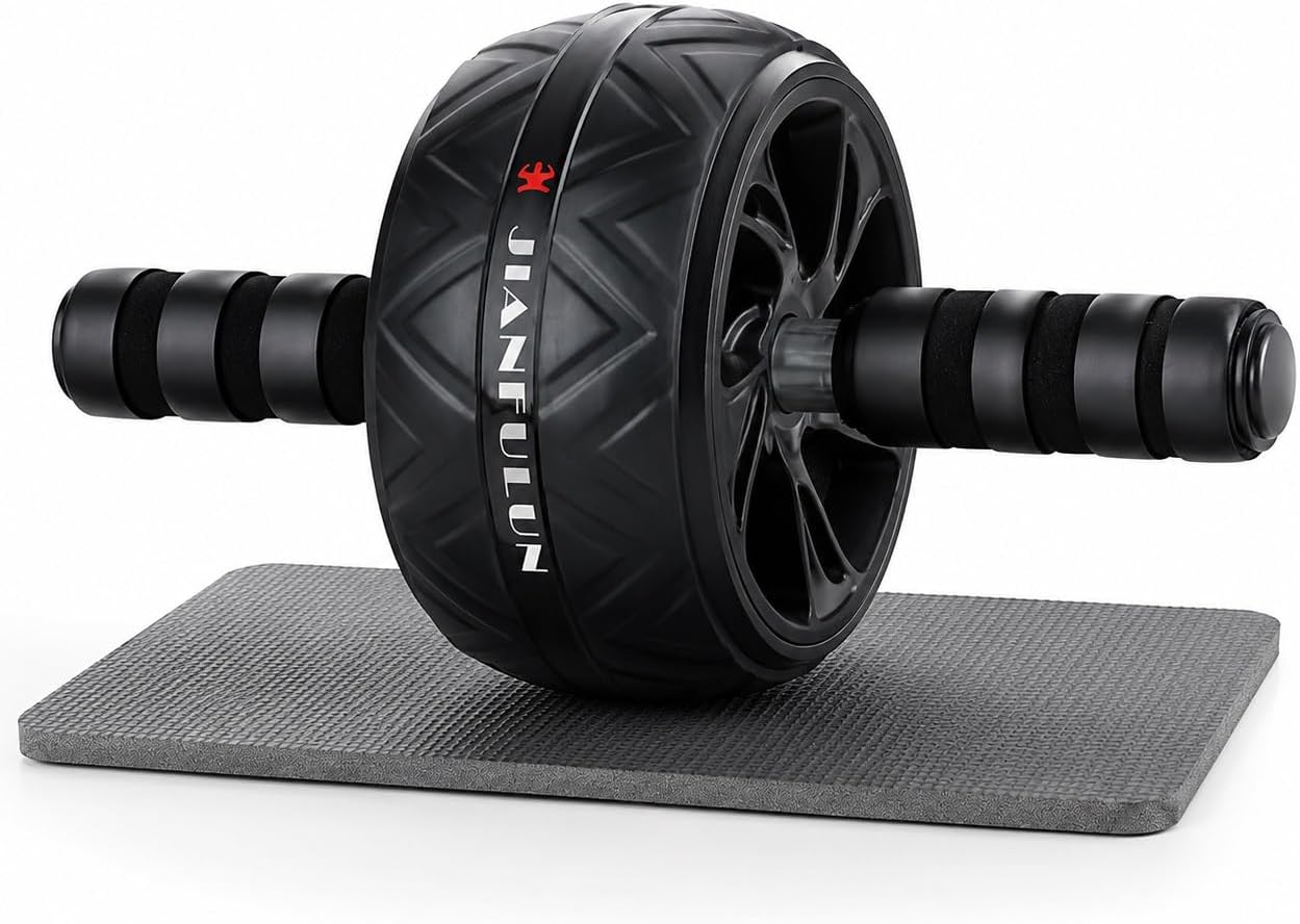 Ab Roller Wheel with Knee Pad, Ab Wheel Roller for Abs Workout & Core Strength Training, Dual Wheel Abdominal Exercise Equipment for Home Gym Fitness for Men & Women