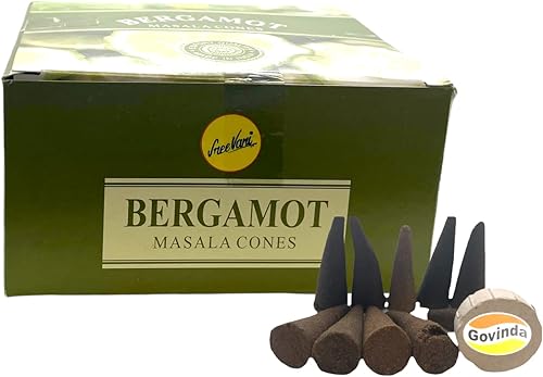 Miniatura 3 de Sreevani - Paquete de conos de incienso natural Masala y soporte, 120 conos en total, bergamota