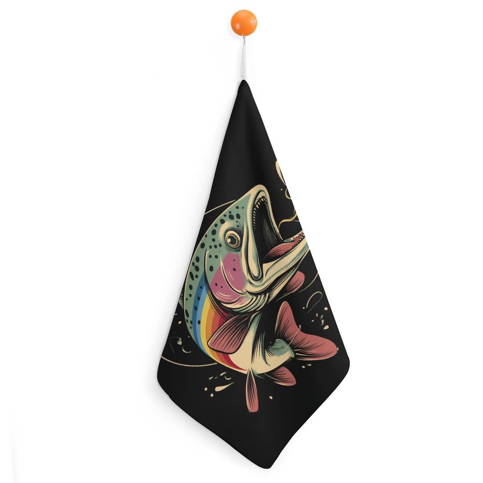 CGSBNGHA Largemouth Bass Rainbow Trout Hand Towel Hanging Face Towels Cleaning Cloths Handkerchief for Bathroom Kitchen