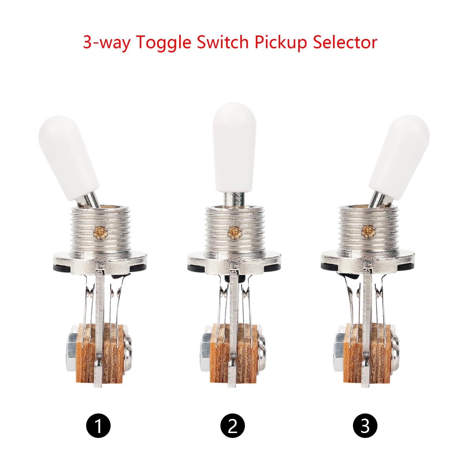 Banworks Metric 3-way Toggle Switch Pickup Selector Switch for Epiphone EPI LP Les Paul Style Guitar JT/DWQ-01 Chrome with White Tip - Image 3