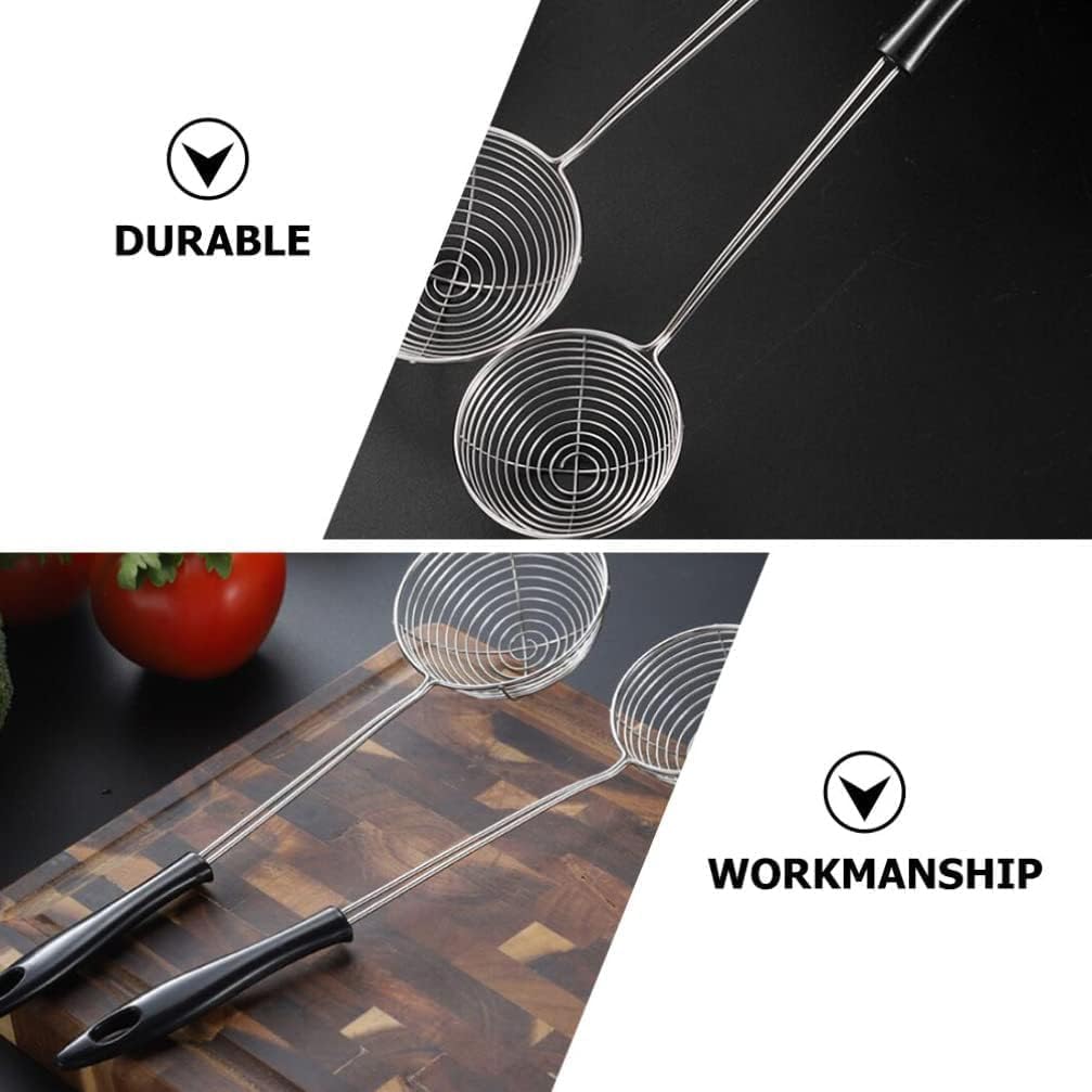 Tortellini Pasta 4pcs Hot Pot Strainer Spoon Stainless Steel Strainer Scoop Mini Mesh Skimmer Spoon Asian Strainer Ladle with Handle Stainless Steel Spoon/395 (Color : Black Size : 29X8CM) (Black 27X