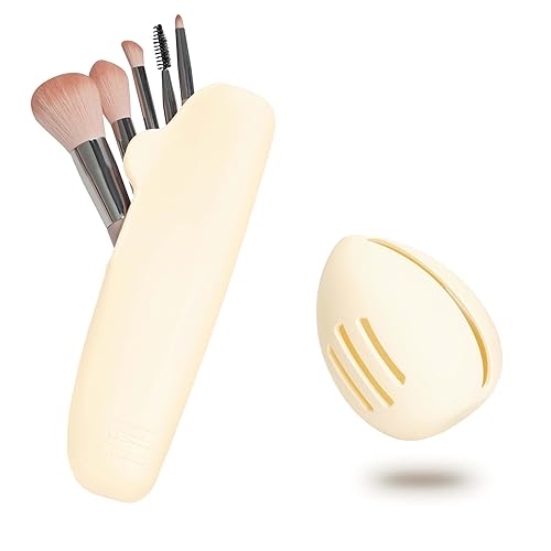 Miniatura 7 de 3 piezas de soporte para licuadora de belleza, almacenamiento de soplo de polvo, funda de esponja de maquillaje transpirable para negocios o viajes