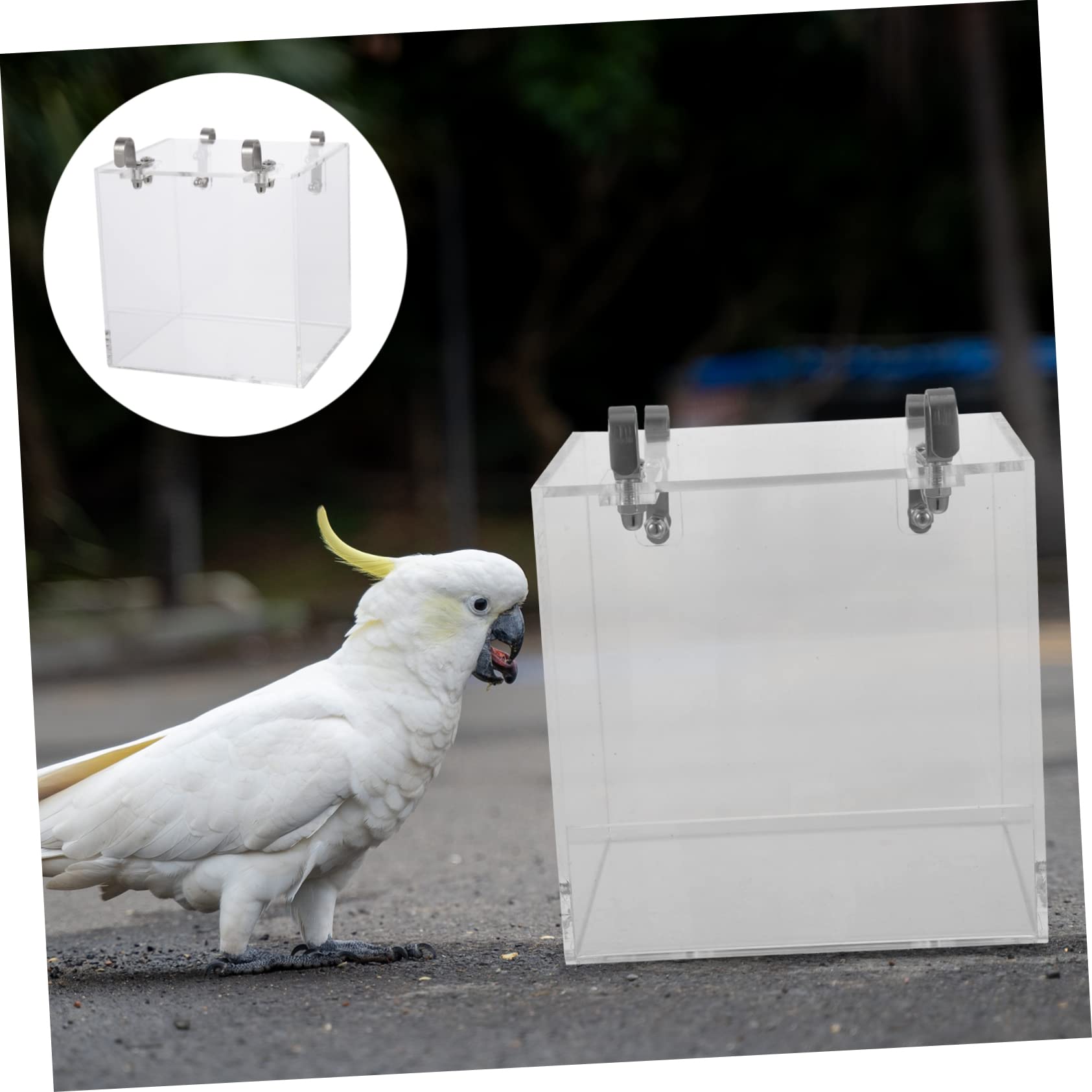 Vogelbadewanne aus Acryl, Vogeldusche, Transparente Kasten für Papageien