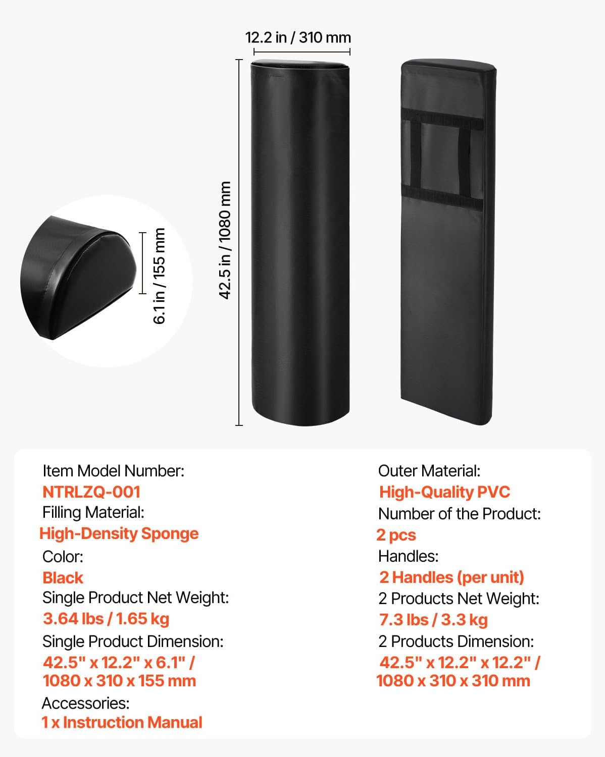 Happybuy 42.5 in PVC Football Tackling Dummies: Equipped with High - Density Sponge Blocking Pads and Handles. Ideal for Footwork Drills and Sports Training—Set of 2