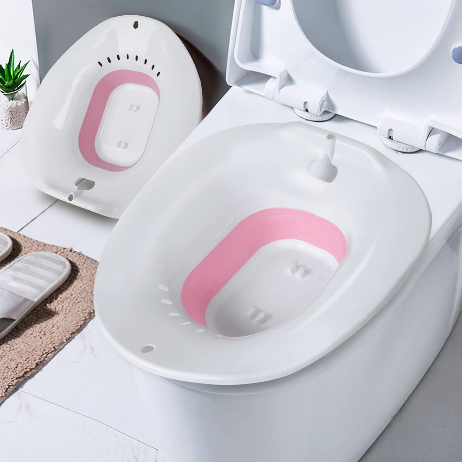 Bains de siège pliable pour siège de toilette, bidet portable pour hémorroïdes, soins post-partum, traitement du périnée, siège à vapeur Yoni adapté aux toilettes standard, kit de trempage vaginal