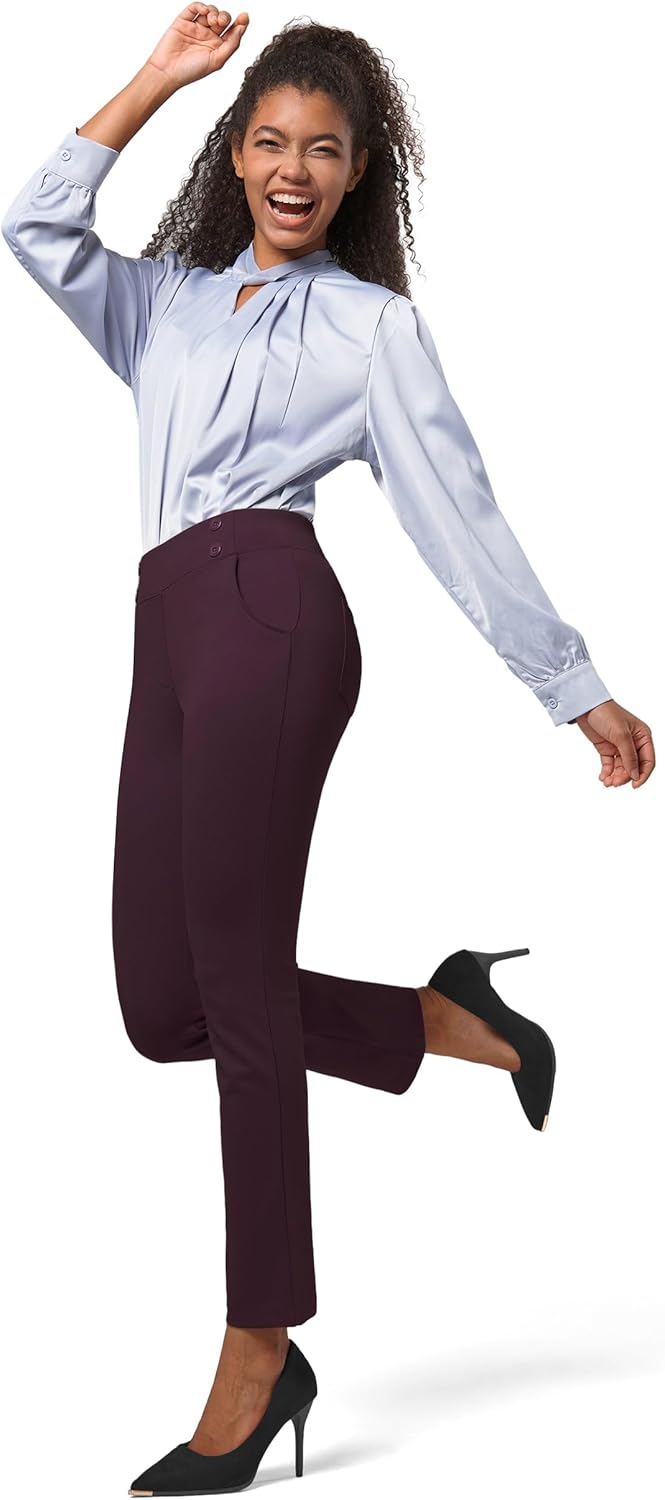 Willit Women's Yoga Dress Pants Stretch Business Work Casual Pants High Waisted Cropped Office Pants 27"