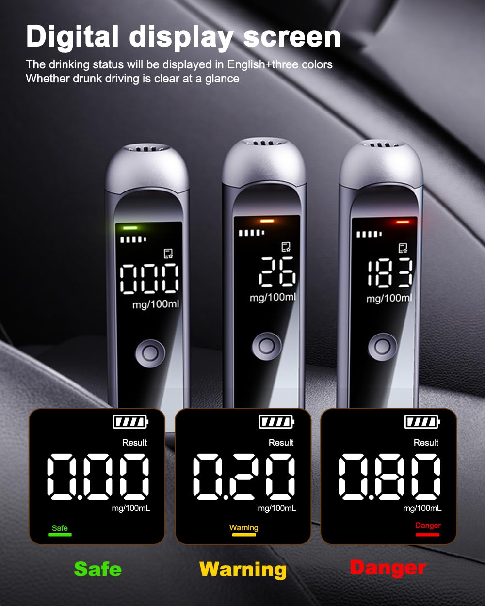Breathalyzer Professional-Grade High Accuracy Alcohol Tester, Breathalyzers for Alcohol with LCD Digital Display Portable Breath Personal Alcohol Tester for Home Use Breath Alyzer Tester USB C Port