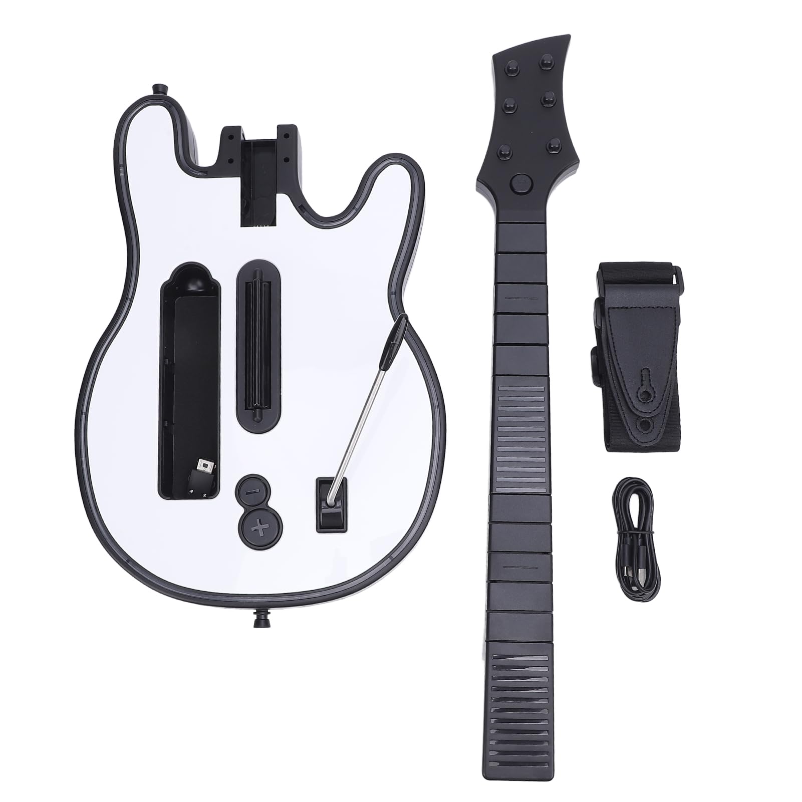 Chitarra da Gioco Wireless con Cursore Al Collo Sensibile Al Tocco con Luce RGB, Controller per Chitarra in modalità Multiplayer, Lunghe Ore di Lavoro, Materiale ABS Bianco (31,8x10x1,8