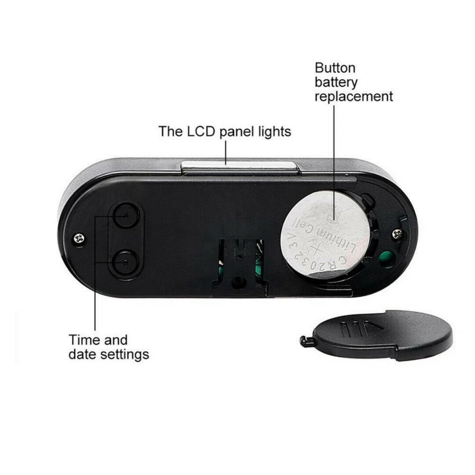 Orologio Digitale Auto 2 In 1 - Con Termometro E Retroilluminazione LED, Da Cruscotto - Foto 6