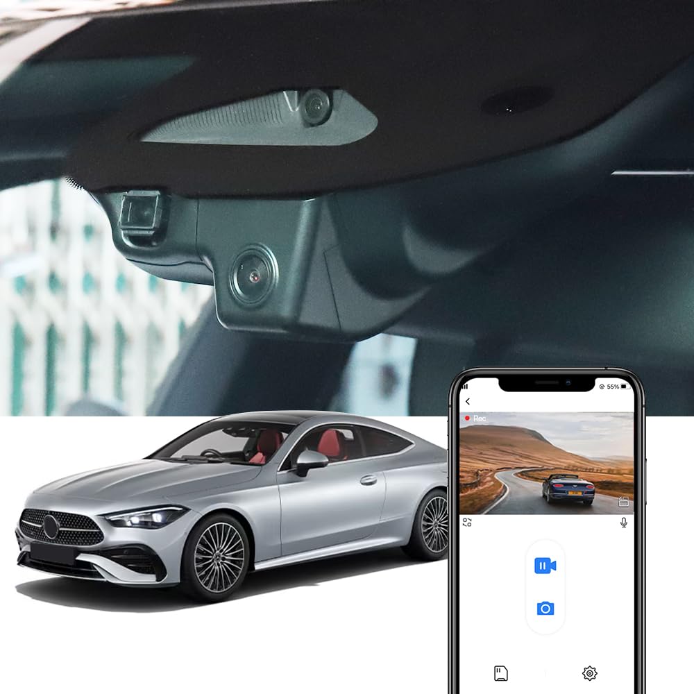 Fitcamx Dashcam Compatible avec Mercedes-Benz CLE 2023-2026 CLE300 CLE450 4MATIC CoupeC236(Sedan 6329), OEM Caméra de Voiture 4K 2160P Video WiFi, G-Senseur, Enregistrement en Boucle, WDR, Carte 64 Go