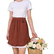 Vintage Maid Apron for Women with Pocket, Half Ruffle Apron for Kitchen Cooking Waitress Maid Costume Skirt Style