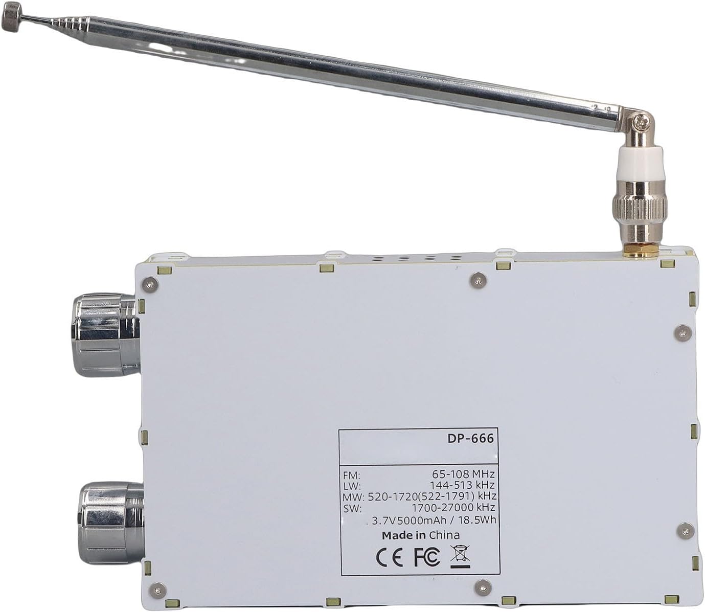 Eujgoov Full Band Radio DP666 White, Shortwave AM FM SW LW Portable Handheld Band for Travel Camping Climbing