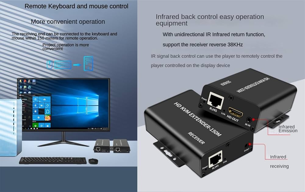 Amazon.co.jp: 150 M HDMI KVM エクステンダー、Cat5e Cat6 1080