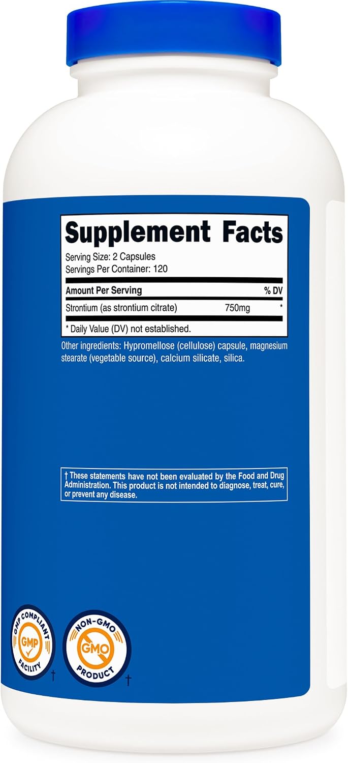 Nutricost Strontium Capsules 750mg, 240 Capsules - Vegetarian, Non-GMO, Gluten Free