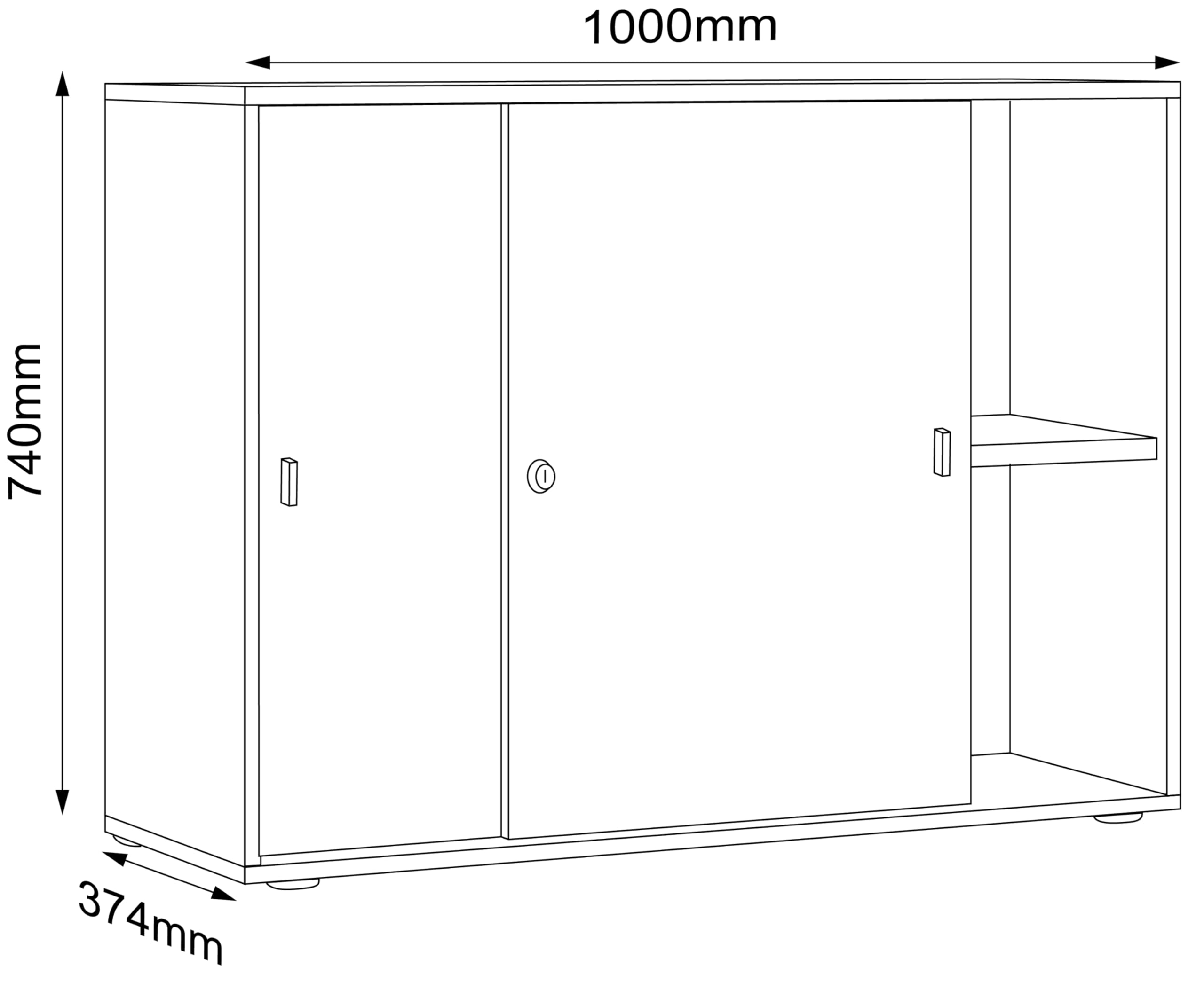 VCM Büroschrank mit 2 Fächern | moderner Aktenschrank mit Schiebetüren | Maße ca. H. 74 x B. 100 x T. 37 cm– Salia 2-Fach Weiß