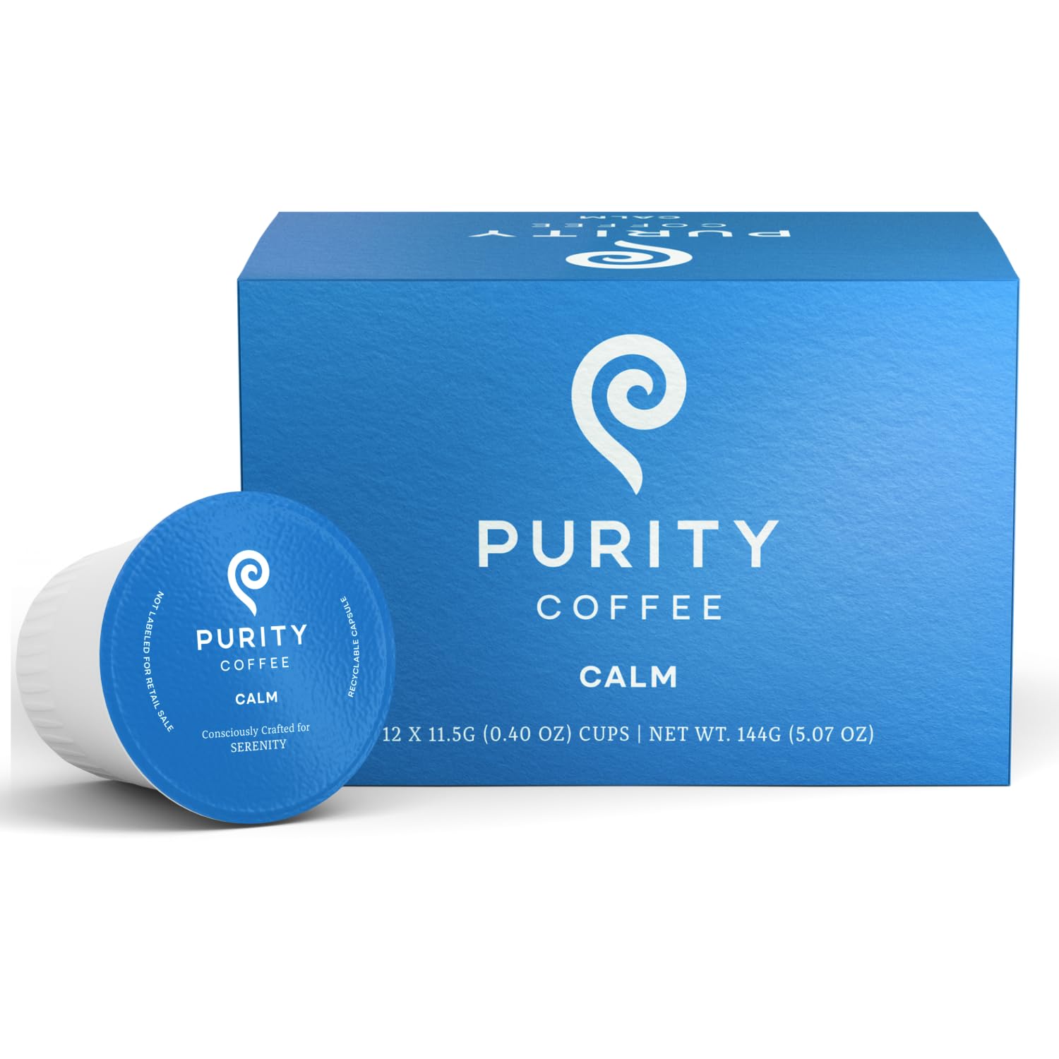 Purity Coffee CALM Decaf Medium Roast K Pod Capsules (12ct Box) | Specialty-Grade USDA Organic Mountain Water Process Decaffeinated Blend | Third Party Tested for Mold, Mycotoxins & Pesticides