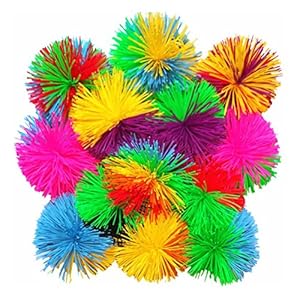 NUOBESTY 6 stuks 6 cm AFFE stringy ballen, zachte actieve zintuiglijke ballen plezier speelgoed, regenboog pompon bouncy…