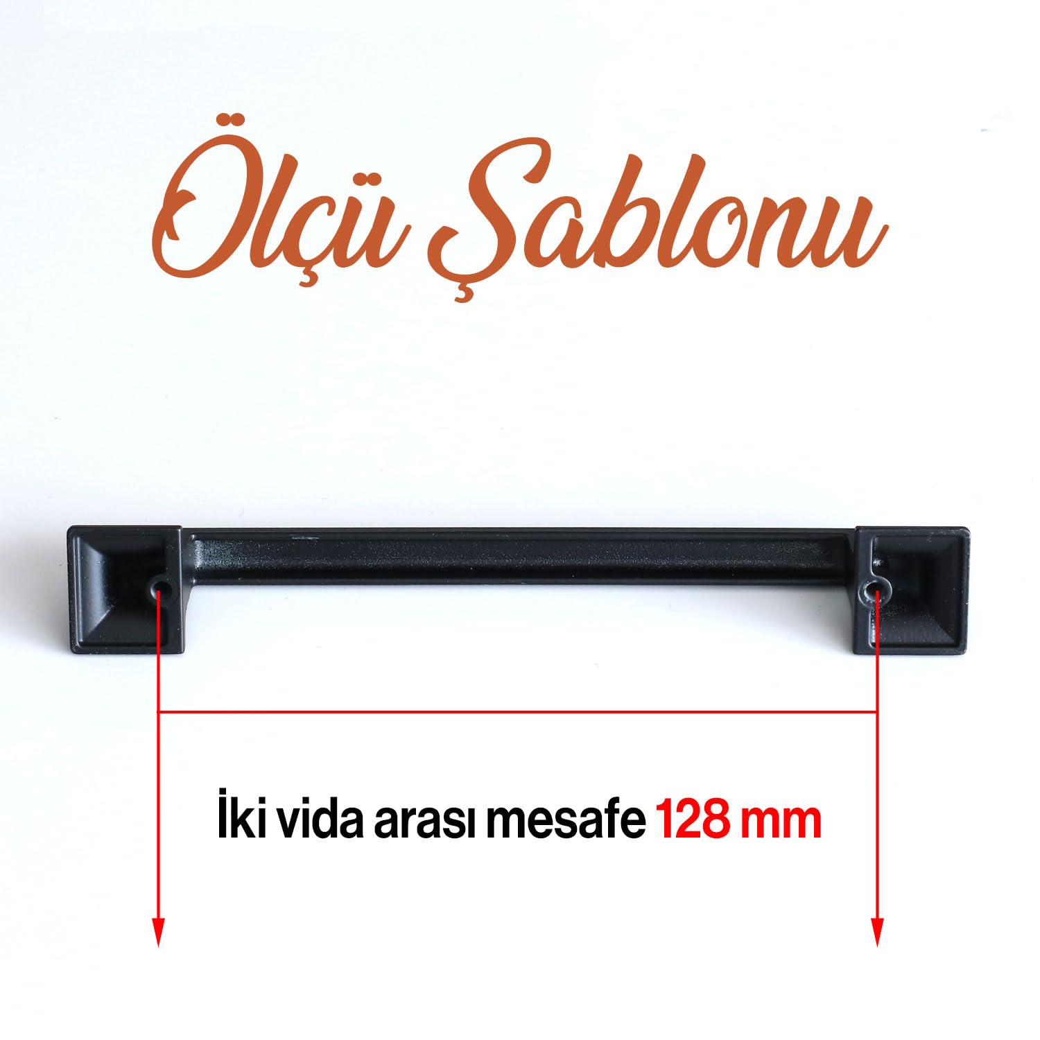 Badem10 Gama 128 mm Siyah Kulp Metal Mutfak Mobilya Çekmece Dolabı Dolap Kulpları Kapak Kulbu Kulpu 12.8 cm