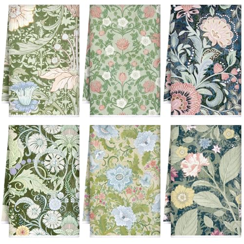 TecUnite 6 Pcs Vintage Floral Kitchen Towels Set Retro Flower Tea...