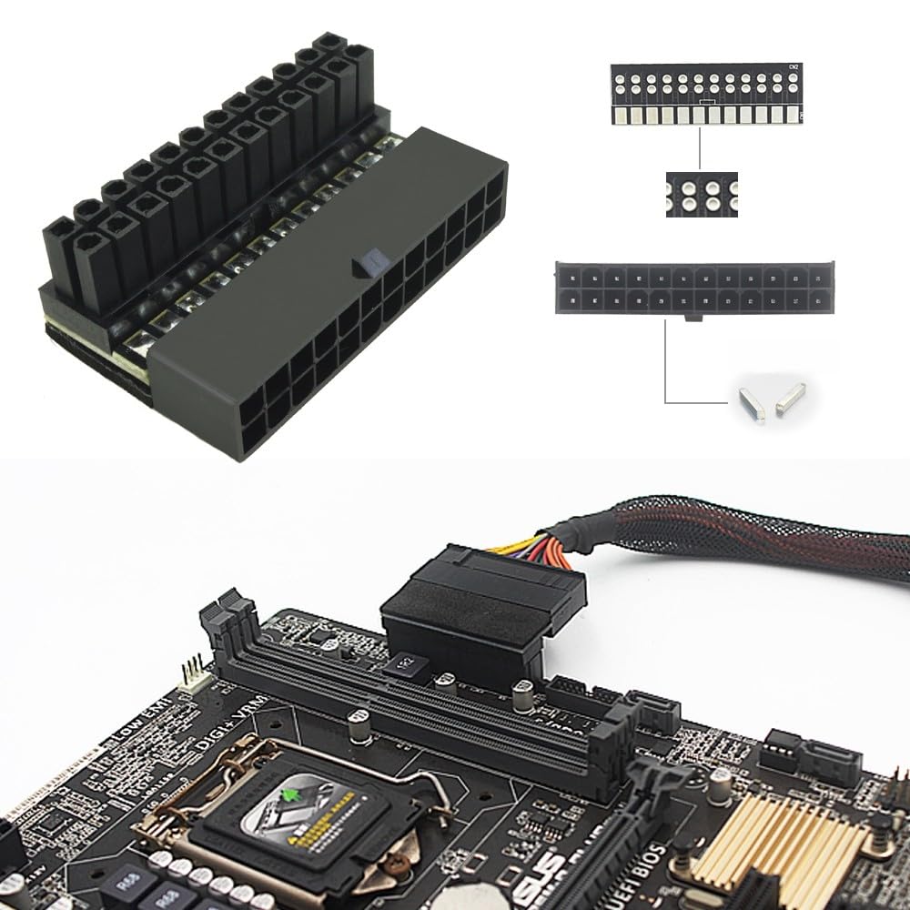 ATX 24-pins 90-graden Adapter – Voor Moederbordvoeding – Horizontale Kabelmontage – Voor Desktop-pc's