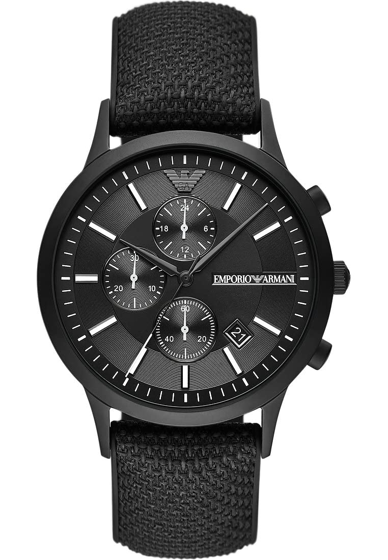 Emporio Armani Watch For Men, Quartz Chronograph movement and 43mm Case Size with Fabric strap