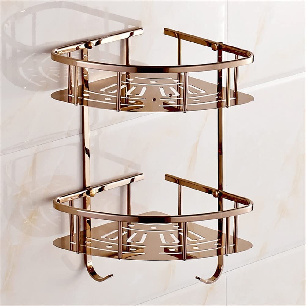ZJHFFFG Corner Shower Caddy Bathroom Shelfs Floating Shelves Wall Mounted Brass for Cosmetics Shampoo Towel Organizer Shelf Draining
