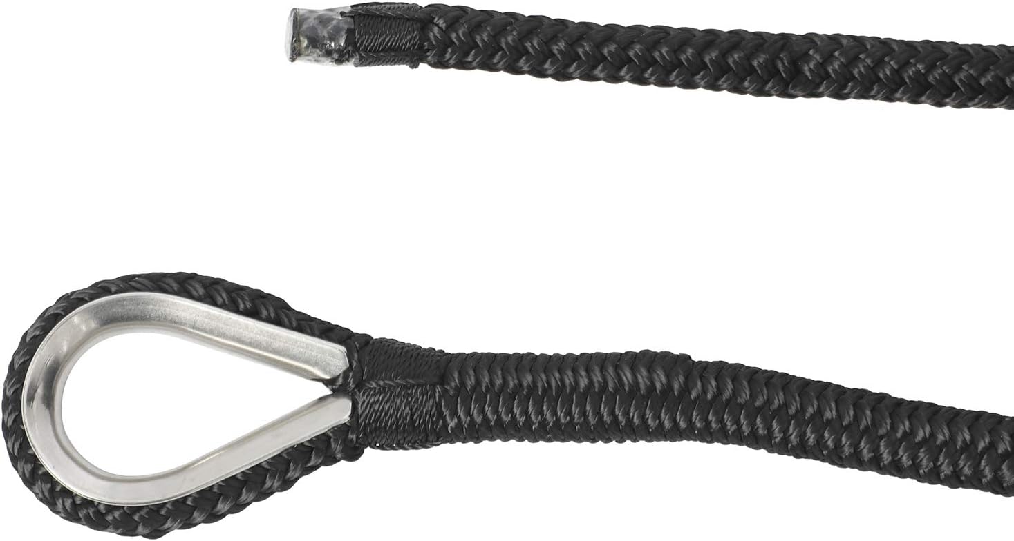 NovelBee 1/2" x 150' Double Braid Nylon Anchor Line with Stainless Steel Thimble,Safe Workload:1,020 Lbs;Tensile Strength:5,100 Lbs - Image 8