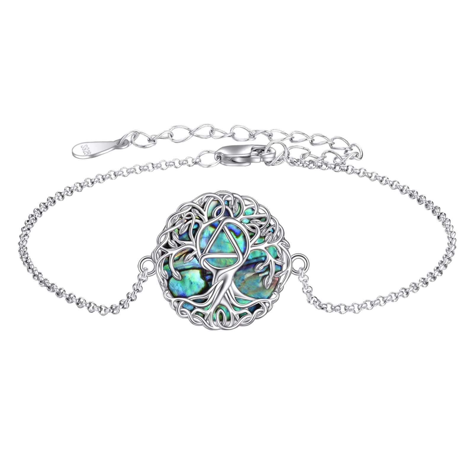 YFN Tree of Life Bracelet Sterling Silver Abalone Shell Tree of Life Bracelet Jewelry Gifts for Women
