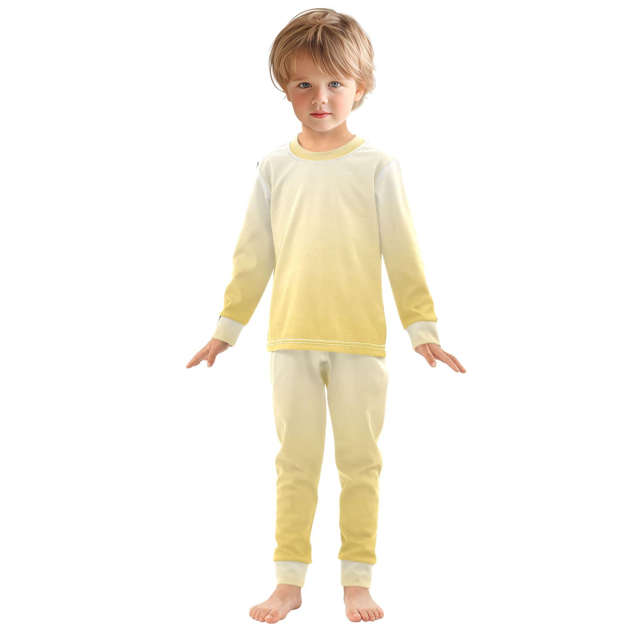 Gradient Dark Yellow Long Sleeve Pajamas Set Sleepwear Jammies 2pcs Set Pjs Gradient Dark Yellow