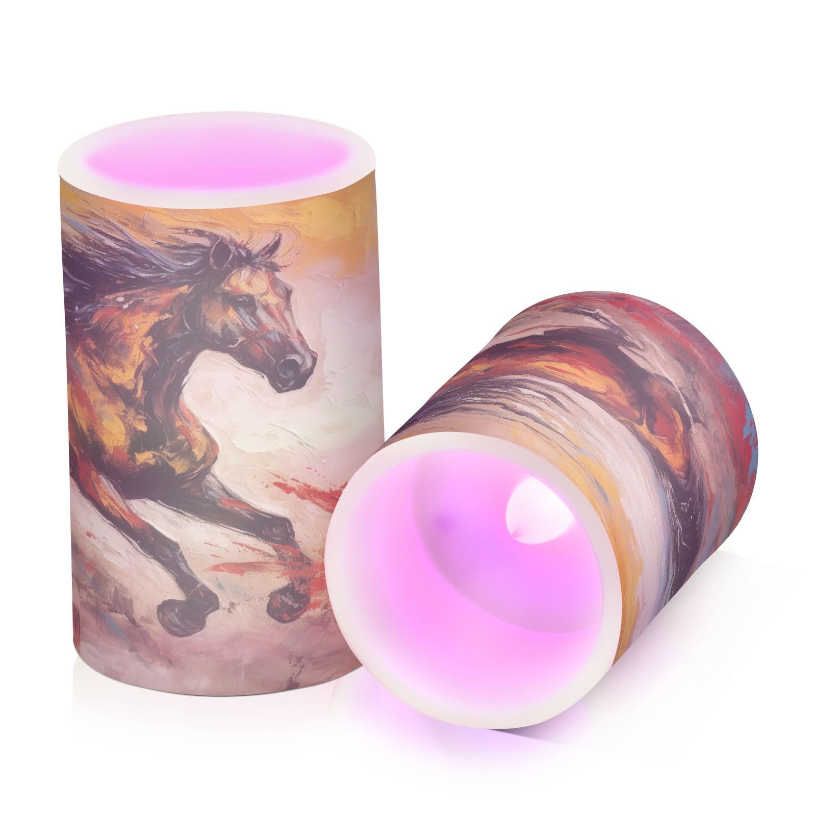 ALAZA Horse (2) Flickering Flameless Candles Battery Operated with Remote Timer,Tea Light Candles LED Pillar Votive Candles Set of 2 for Outdoor Indoor Decorations