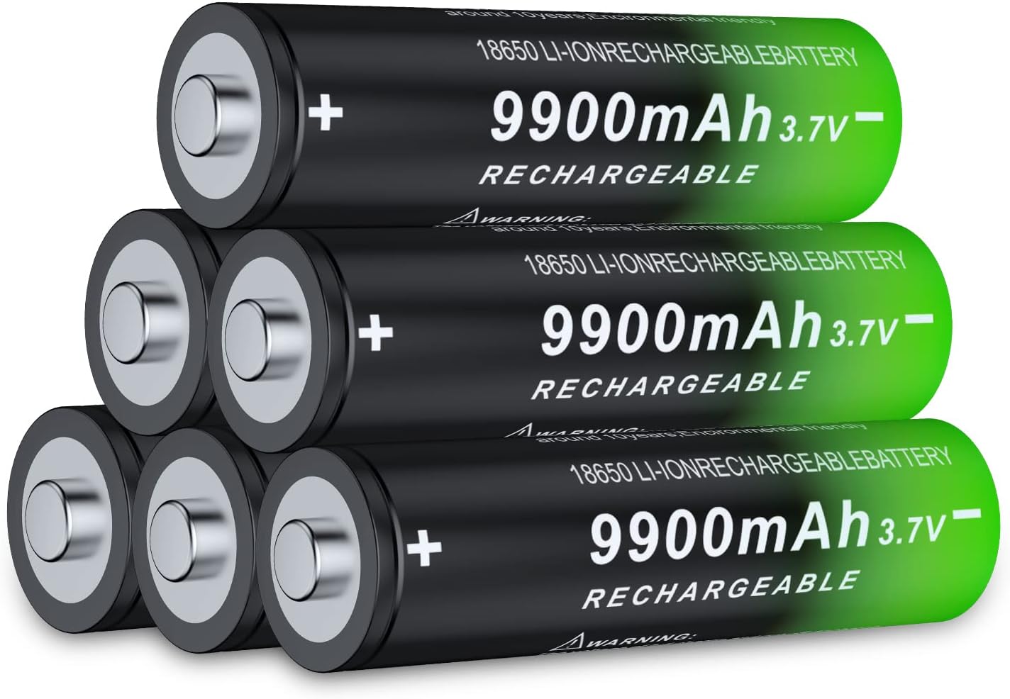 18650 Rechargeable Battery 9900mAh 3.7 Vlot Button Top 18650 Batteries (6 Pack)