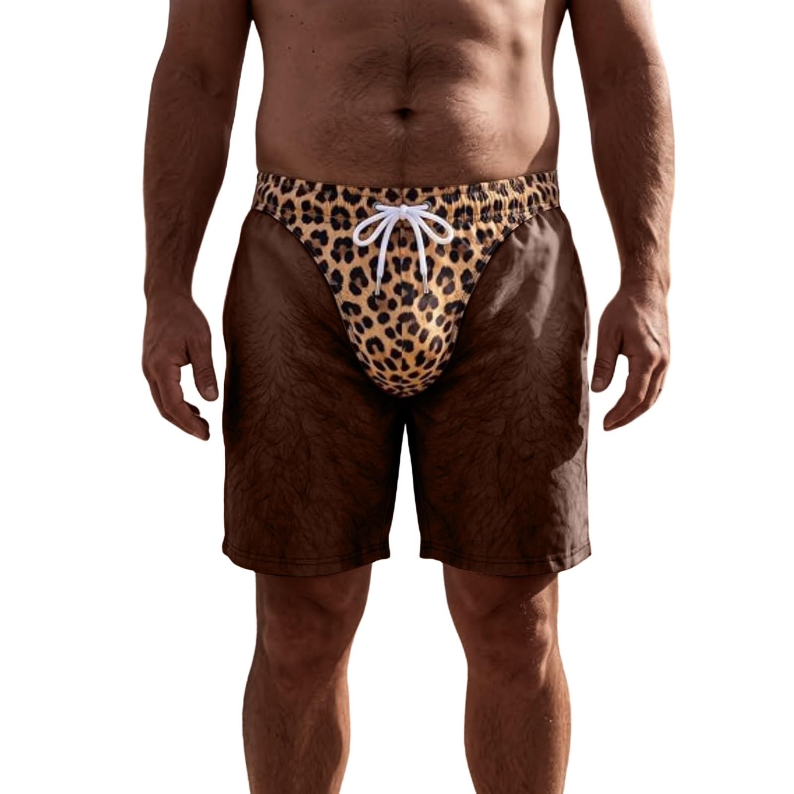 CHUNOTU Funny Mens Swimming Shorts 3D Leopard Fake Briefs Print Beach Pants
