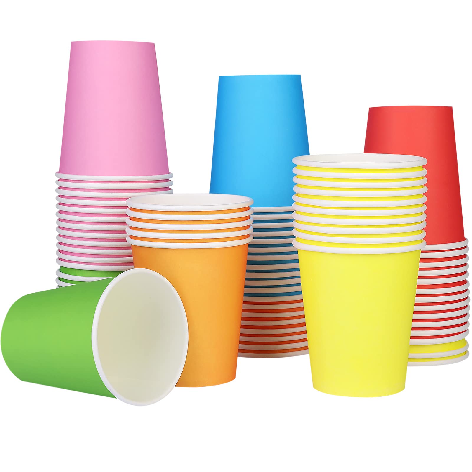 durony 72 Pieces 9 Ounce Colorful Paper Cups Disposable Party Cups Drinking Cups for Party Favor, Picnic, Holiday, 6 Colors