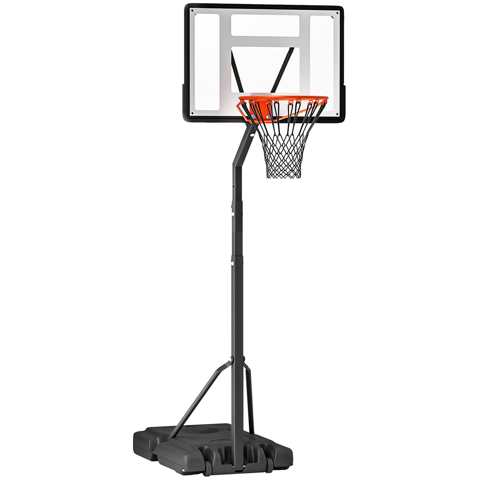 HOMCOM Canasta de Baloncesto Aro Portátil Ajustable Altura 302-352 cm Base Rellenable con Ruedas Negro