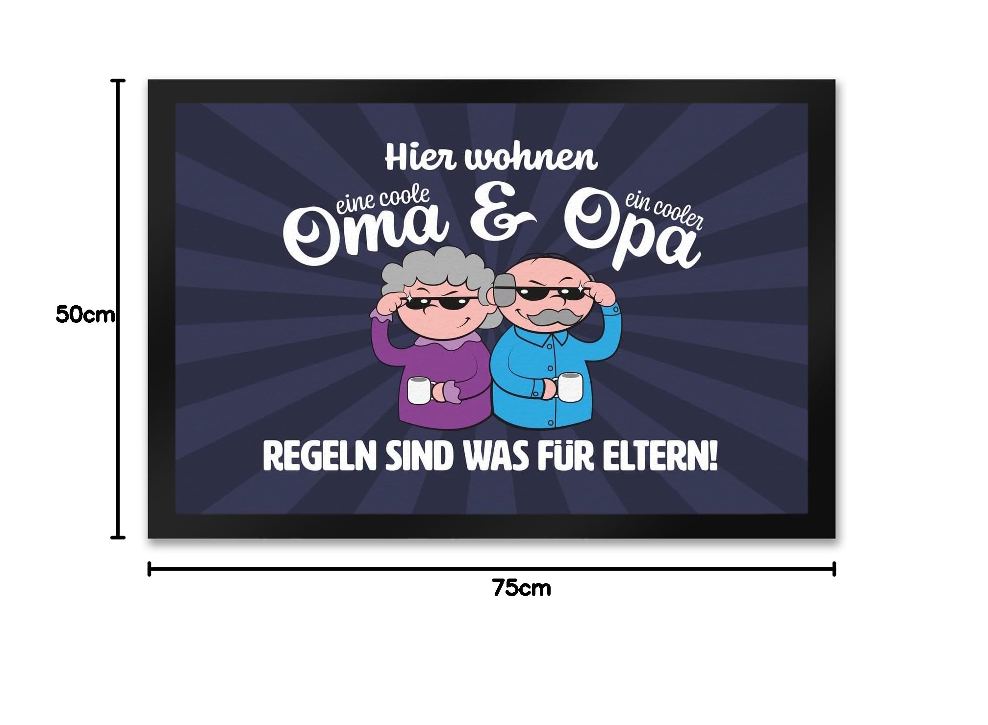 Coole Großeltern Fußmatte XXL in 50x75 cm mit Spruch Regeln sind was für Eltern EIN Cooler Türvorleger für den Eingangsbereich Motiv Wohnungseinweihung Fußabtreter Türmatte