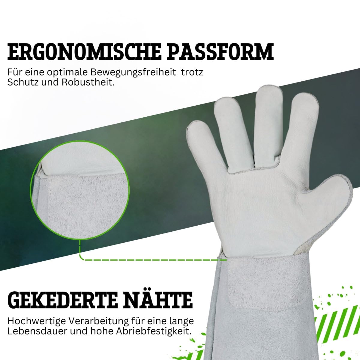 Safetytex Rindleder Handschuhe KOSSEBADE - Schweißerhandschuhe aus Rindvollleder & Spaltleder - Schutz vor Hitze, Funken & mechanischen Einflüssen - Größen: 10,5 12 Stück