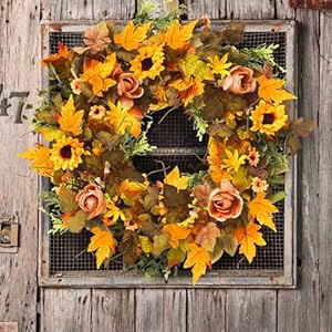 Fall Wreaths for Front Door, 28 Inch Fall Flowers Wreath Large Artificial Sunflower Wreath with Berries for Wall Window Front Porch Indoor Outside Home Autumn Thanksgiving Decor Fall Wreaths for Front Door 28 Inch Fall Flowers Wreath Large Artificial Sunflower Wreath with Berries for Wall Window Front Porch Indoor Outside Home Autumn Thanksgiving Decor