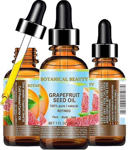 Botanical Beauty Aceite de semilla de pomelo. Aceite portador 100% puro y natural sin diluir refinado prensado en frío (no aceite esencial) 1 fl oz