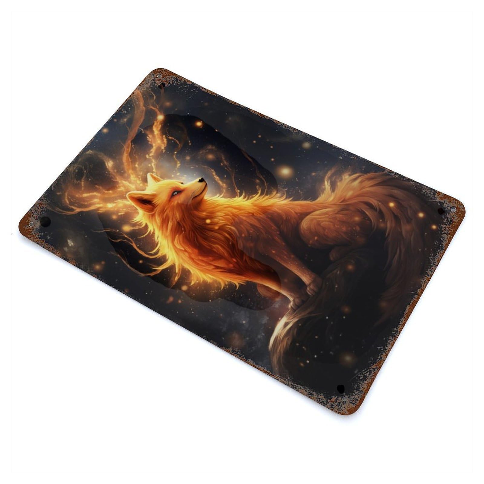 Cosmic Fox Spirit Retro Metal Sign 11.8"x7.9", Classic Wall Plaque for Garage, Pub Or Kitchen