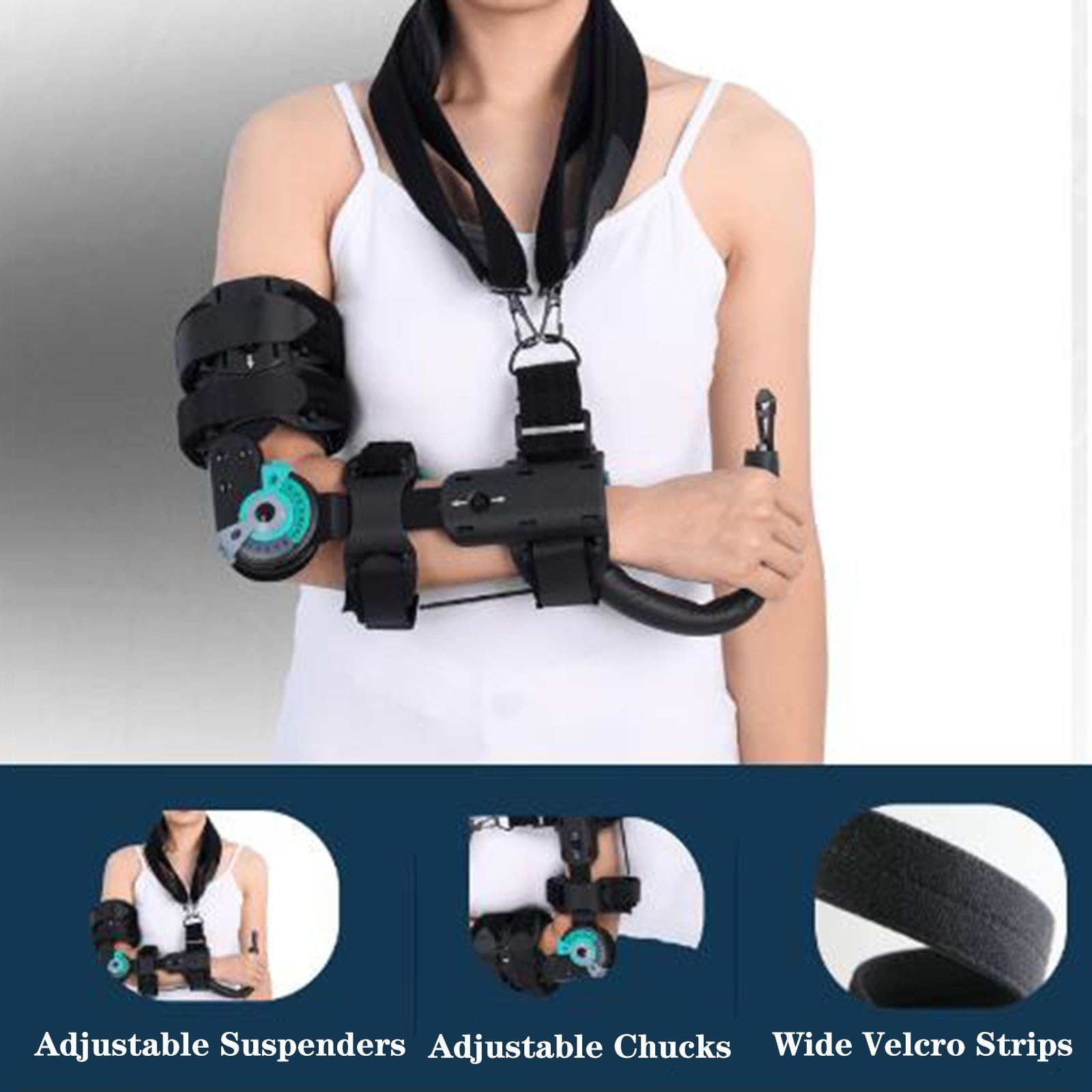 SFKLYU Tutore per Gomito Incernierato Supporto per Gamma di Movimento Stabilizzatore per Imbracatura per Braccio Lussato Stecca e Tracolla Regolabili Tutore per Gomito Regolabile,Left