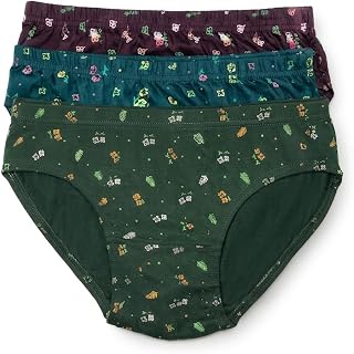 Lovely Girl Women's Printed Briefs, Pack of 3, Green, Teal and Purple Price In India