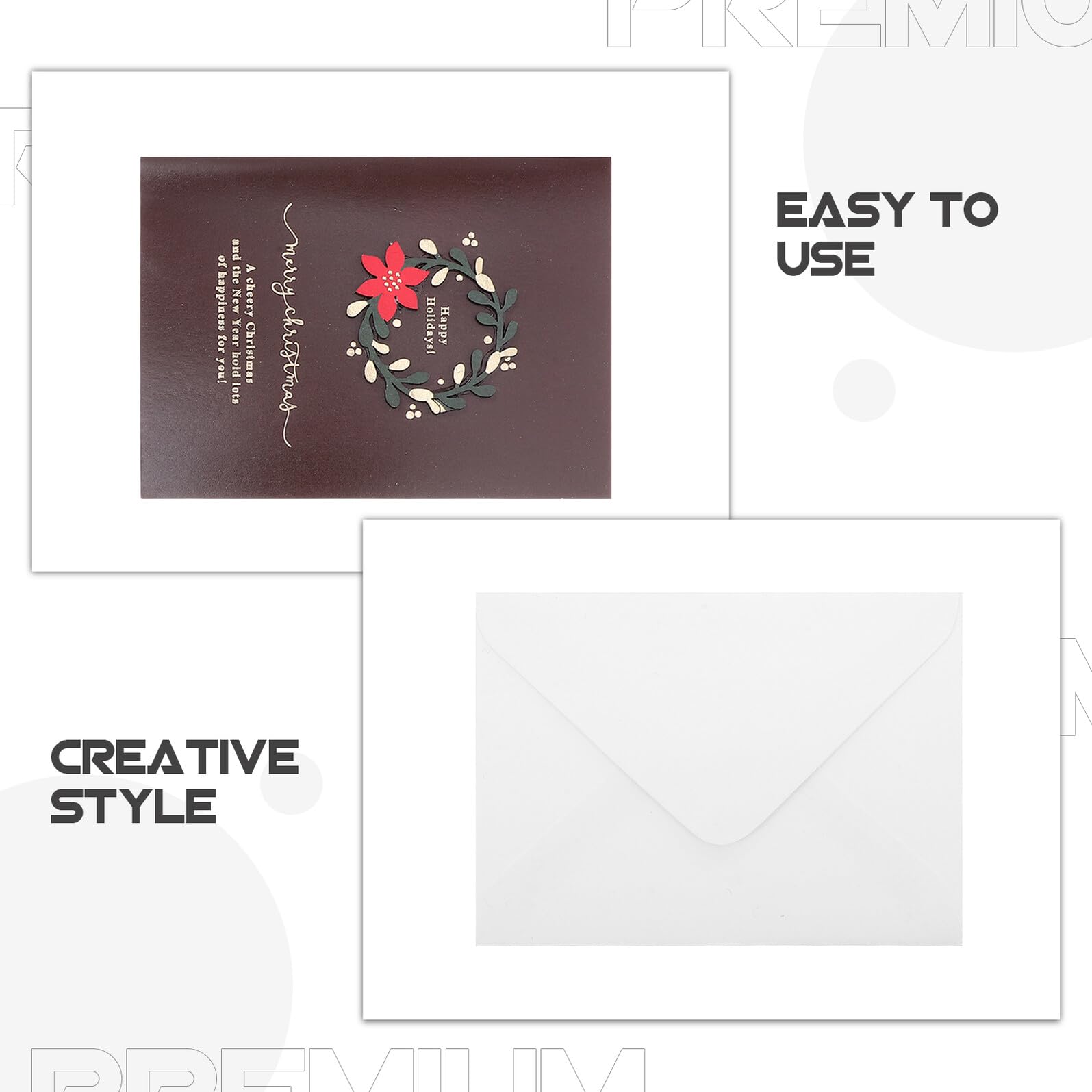 SEWACC 20 Cartes de Vœux de Noël Vintage avec Enveloppes Papier Vierge Intérieur Design Couronne Festive Format Standard Cartes Festives pour Messages Personnalisés et Occasions de