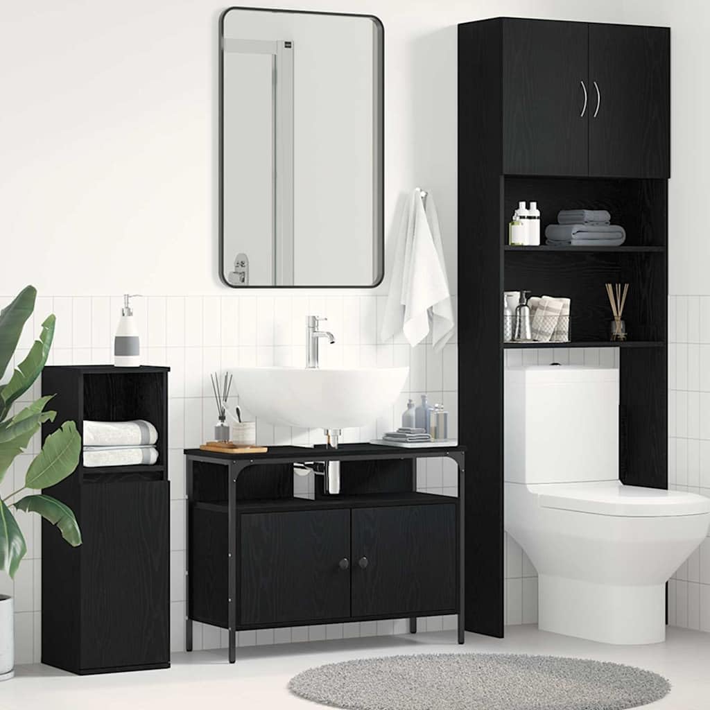vidaXL Gabinete de Lavabo para Baño Roble Negro 80 x 30 x 60 cm