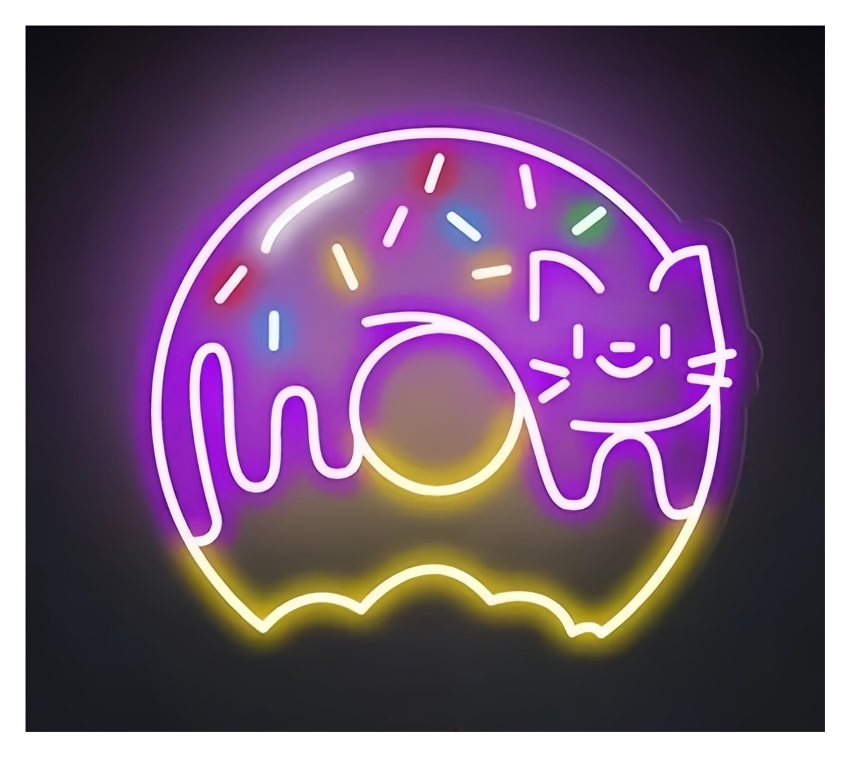 Shouxi D Sign Lamp Sweet Onuts Neon Sign Foo Bakery Essert Kitchen Ecor Coffee Shop Restaurant Ecoration Welcome Sign(,50Cm)
