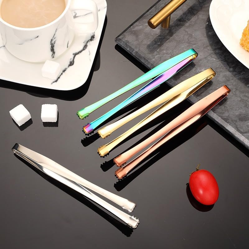 Pince à glaçons en acier inoxydable avec poignée antidérapante en silicone pour glaçons, sucre, etc. Outil de cuisine idéal pour servir et cuisiner