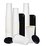 Smygoods White Disposable Paper Coffee Cups with Lids (20 OZ, 50 Count) For Hot Beverages, Tea, Espresso, Cocoa - To Go Drink Containers, Caf & Office