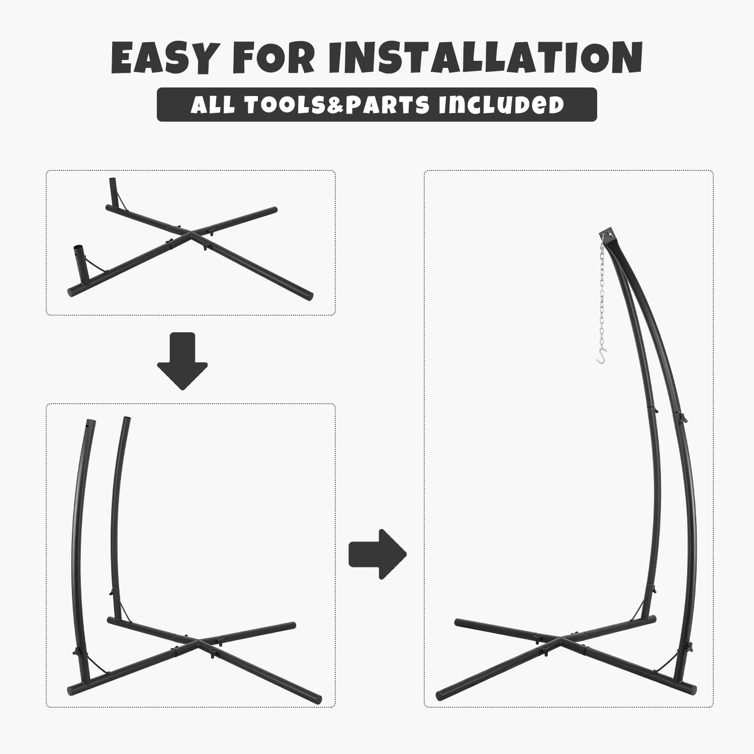 Buy OKVAC CType Hammock Chair Stand HeavyDuty Solid Metal Hanging Tree Tent Stand, W