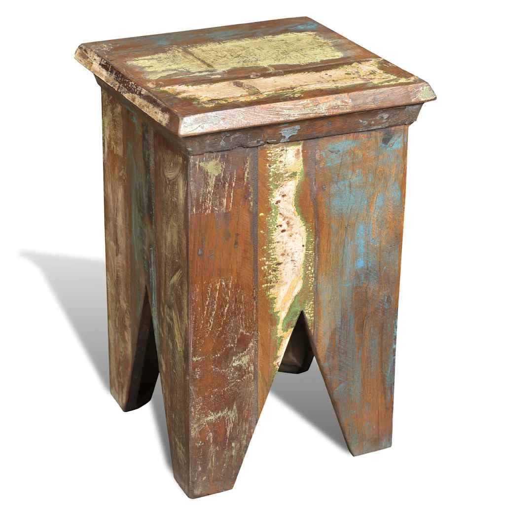 Taburete de madera maciza reciclada, estilo vintage, taburete estable, ahorra espacio, resistente a la intemperie, taburete plegable hecho a mano, ideal para cocina, balcón, jardín, exterior
