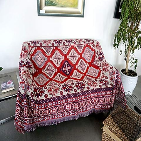 FOXSMZZ Sofa Towel Cotton tassels Slipcover Decor Tassels Blanket Reversible Sofa Towel Knitted Couch Blanket Throw,90cm*90cm Cover